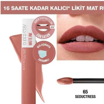 Maybelline New York Lash Sensational Sky High Suya Dayanıklı Waterproof Maskara Mini Super Stay Matte Ink Likit Mat Ruj 65 Seductress Makyaj Seti