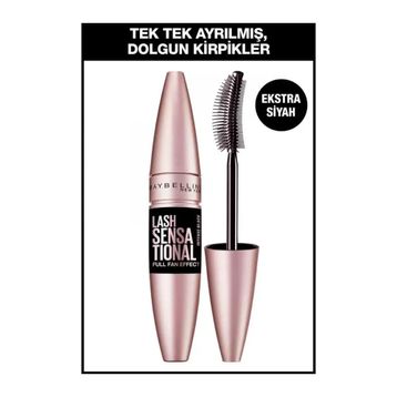 Maybelline New York Lash Sensational Yelpaze Etkili Siyah Maskara Mini Super Stay Matte Ink Likit Mat Ruj 65 Seductress Makyaj Seti