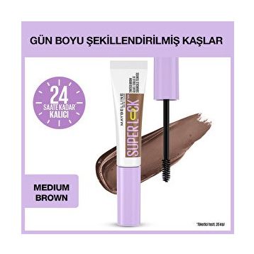 Maybelline New York Super Lock Brow Glue Medium Brown Kaş Sabitleyici Maskara