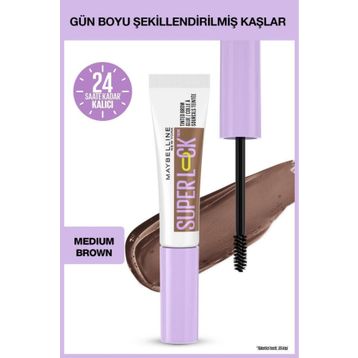 Maybelline New York Super Lock Brow Glue Medium Brown Kaş Sabitleyici Maskara