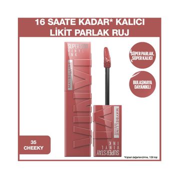 Maybelline New York Super Stay Vinyl Ink Uzun Süre 35 Cheeky Kalıcı Likit Parlak Ruj