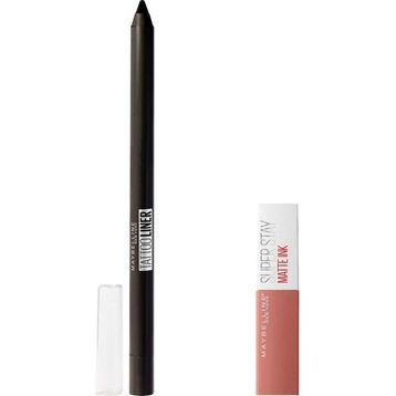Maybelline New York Tattoo Liner Jel Göz Kalemi 900 Deep Onyx Siyah Mini Super Stay Matte Ink Likit Mat Ruj 65 Seductress Makyaj Seti