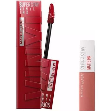 Maybelline Super Stay Vinyl Ink 10 Lippy Likit Parlak Ruj + Mini Super Stay Matte Ink 65 Seductress Likit Mat Ruj