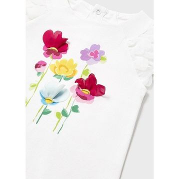 Mayoral 1006 Beyaz Kısa Kol Kız Bebek T-Shirt