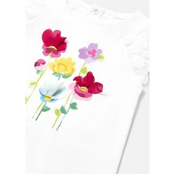 Mayoral 1006 Beyaz Kısa Kol Kız Bebek T-Shirt