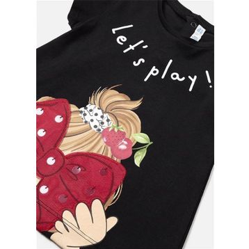 Mayoral 1013 Siyah Baskılı Kız Bebek T-shirt