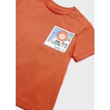 Mayoral 1019 Turuncu Baskılı Erkek Bebek T-shirt