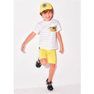 Mayoral 3675 Sarı Baskılı Erkek Çocuk T-shirt Şort Takımı
