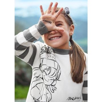 Mayoral 4977 Krem Desenli Kız Çocuk Elbise