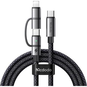 Mcdodo CA-0450 Siyah Lightning PD 36W Type-C 100W Destekli 2'si Bir Arada Şarj Kablosu