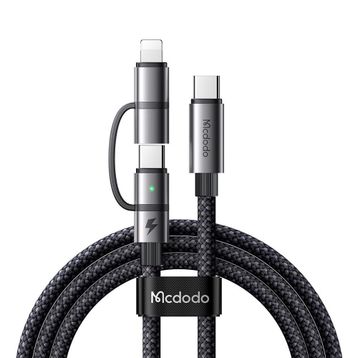 Mcdodo CA-0450 Siyah Lightning PD 36W Type-C 100W Destekli 2'si Bir Arada Şarj Kablosu