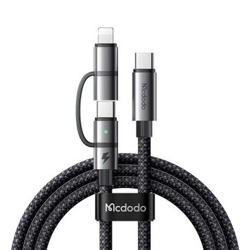 Mcdodo CA-0450 Siyah Lightning PD 36W Type-C 100W Destekli 2'si Bir Arada Şarj Kablosu