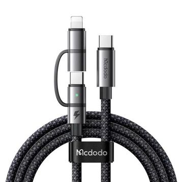 Mcdodo CA-0450 Siyah Lightning PD 36W Type-C 100W Destekli 2'si Bir Arada Şarj Kablosu