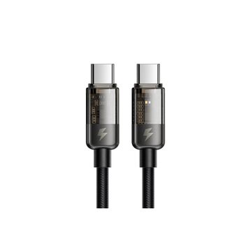 Mcdodo CA-2840 1.2 mt 100W Siyah Type-C to Type-C LED Işıklı Power Off Hızlı Data Şarj Kablosu