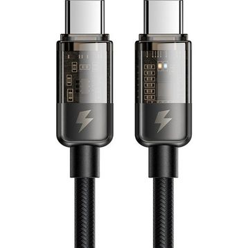 Mcdodo CA-2840 1.2 mt 100W Siyah Type-C to Type-C LED Işıklı Power Off Hızlı Data Şarj Kablosu