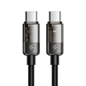 Mcdodo CA-2840 1.2 mt 100W Siyah Type-C to Type-C LED Işıklı Power Off Hızlı Data Şarj Kablosu