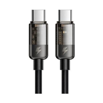 Mcdodo CA-2840 1.2 mt 100W Siyah Type-C to Type-C LED Işıklı Power Off Hızlı Data Şarj Kablosu