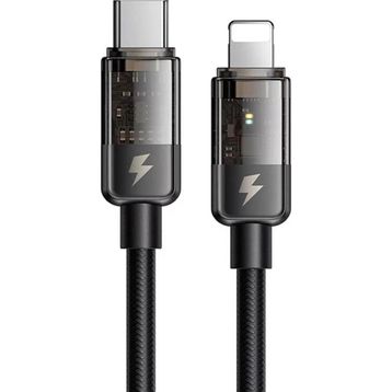 Mcdodo CA-3160 Siyah 36W 1.2 mt Type-C to Lightning Led Göstergeli Şarj ve Data Kablosu