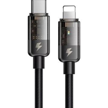 Mcdodo CA-3160 Siyah 36W 1.2 mt Type-C to Lightning Led Göstergeli Şarj ve Data Kablosu