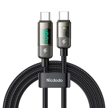 Mcdodo CA-3610 Siyah 100W 1.2 mt Type-C to Type-C Dijital Ekranlı Power Off Hızlı Şarj ve Data Kablosu