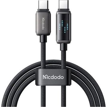 Mcdodo CA-4250 Siyah 1.2 mt 100W Type-C to Type-C Göstergeli Hızlı Şarj ve Data Kablosu