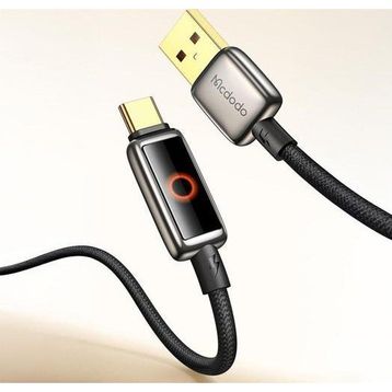 Mcdodo CA-6650 USB-A to USB-C Işık Göstergeli Premium Siyah Kablo
