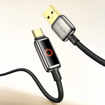 Mcdodo CA-6650 USB-A to USB-C Işık Göstergeli Premium Siyah Kablo