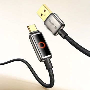 Mcdodo CA-6650 USB-A to USB-C Işık Göstergeli Premium Siyah Kablo