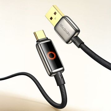 Mcdodo CA-6650 USB-A to USB-C Işık Göstergeli Premium Siyah Kablo