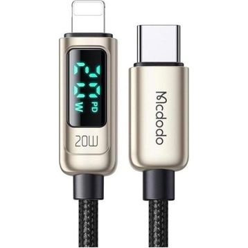 Mcdodo CA-8811 Gümüş 20W 1.2 mt Digital Göstergeli Type-C To Lightning Şarj ve PD Data Kablosu