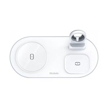 Mcdodo CH-7062 15W Beyaz 3in1 Çoklu Magsafe TWS Kulaklık Watch Saat ve Telefon Şarj Ünitesi