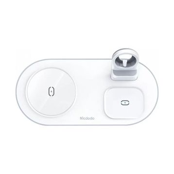 Mcdodo CH-7062 15W Beyaz 3in1 Çoklu Magsafe TWS Kulaklık Watch Saat ve Telefon Şarj Ünitesi