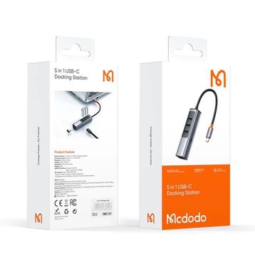 Mcdodo HU-1120 Gri 100W 1xType-C + 4xUSB 3.0 Çoklayıcı Adaptör