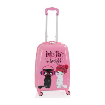 Mcs V307 Happy Baskı Pembe ABS Çocuk Valizi