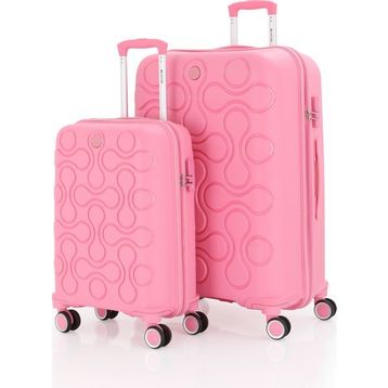 Mcs V376 Pembe Büyük-Kabin 2'li Polipropilen Valiz Seti