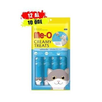 Me-O 4x15 gr 12 Adet Tahılsız Tavuk ve Ciğerli Kremalı Kedi Ödülü