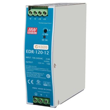 Mean Well EDR-120-12 120W 12V 10A Ray Montaj