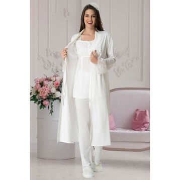 Mecit 1541 Ekru Lohusa Pijama Takımı