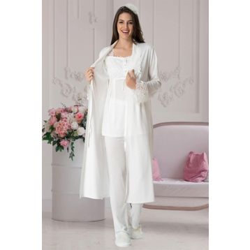 Mecit 1541 Ekru Lohusa Pijama Takımı