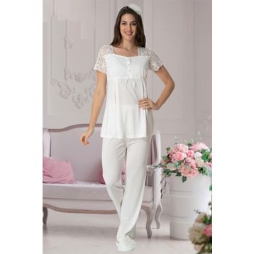 Mecit 1541 Ekru Lohusa Pijama Takımı