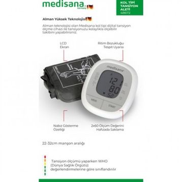 Medisana Geniş Ekranlı Hafızalı Üst Koldan Ölçer Tansiyon Aleti