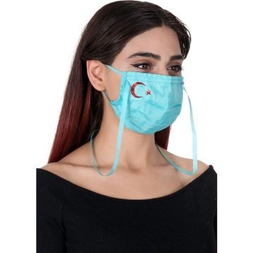 Meditex A-1K Bayraklı Gümüş İyonlu Boyundan Askılı Yıkanabilir Baskılı Maske
