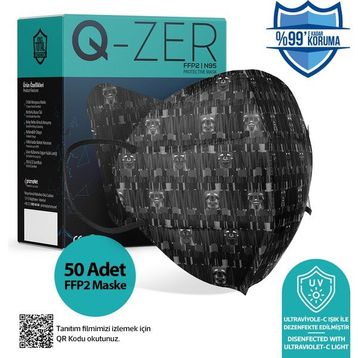 Medizer FFP2 N95 Maske 50 adet siyah