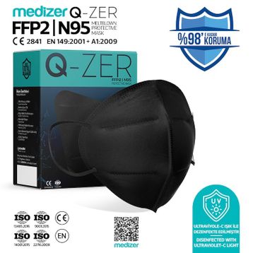 Medizer Qzer FFP2 40'lı N95 Siyah Maske