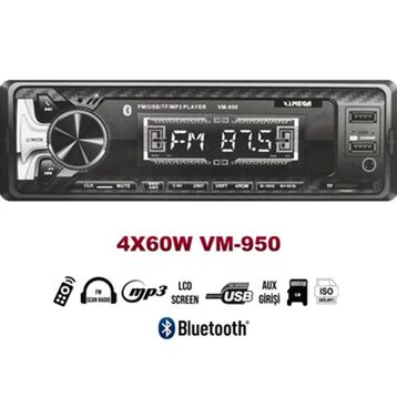 Mega VM-950 4x60W BT/2XUSB/SD/FM/AUX Oto Teyp