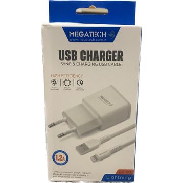 Megatech CC-03 1.2A Lightning Usb Kablo Ev Şarj Adaptörü