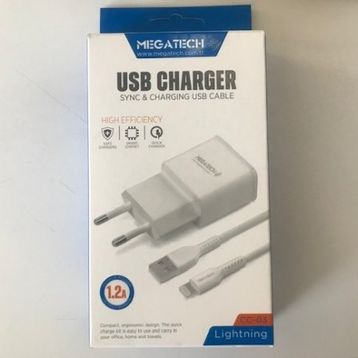 Megatech CC-03 1.2A Lightning Usb Kablo Ev Şarj Adaptörü