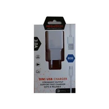 Megatech CC01 CC22-M3 2 İn 1 5V-3.0 Micro Kablo Hızlı Şarj Aleti