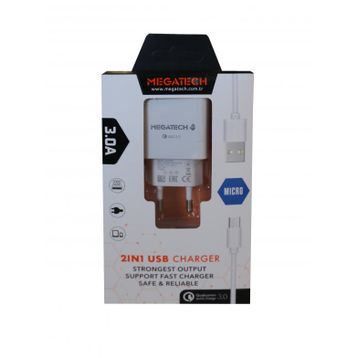 Megatech CC01 CC22-M3 2 İn 1 5V-3.0 Micro Kablo Hızlı Şarj Aleti
