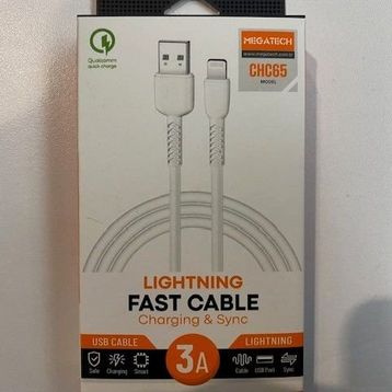 Megatech CHC65 3.0A 1 mt Lightning Beyaz Şarj Kablosu